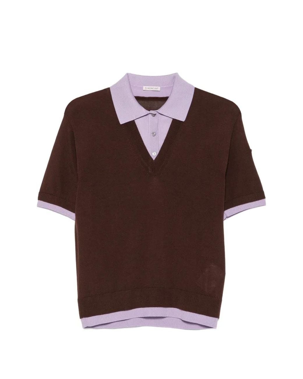 Moncler Brown Polo Boutonné À Effet Superposé