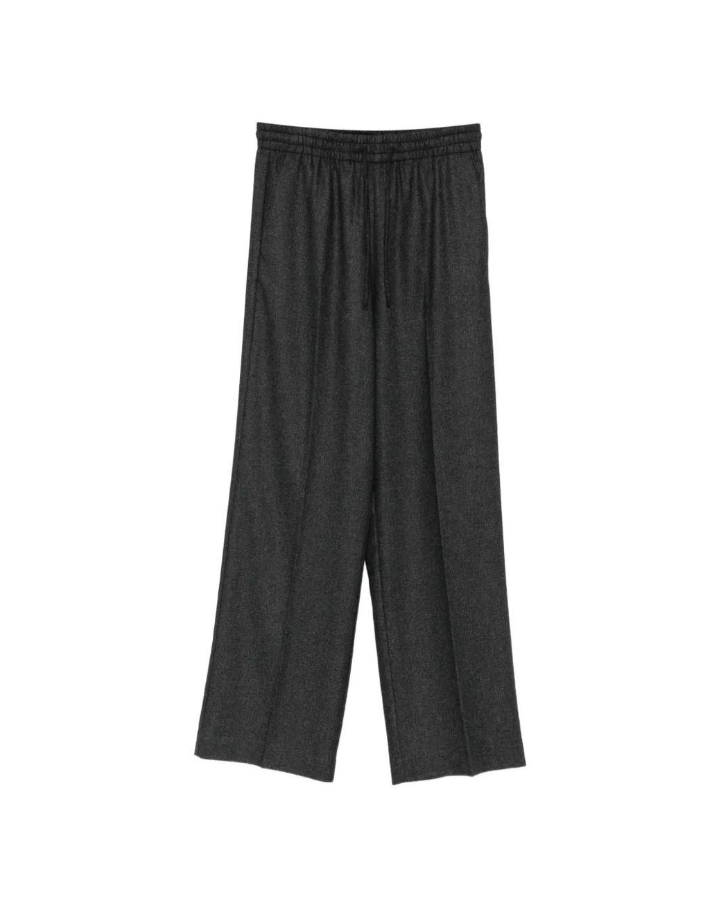 Ottod'Ame Gray Drawstring-Waist Pressed-Crease Trousers