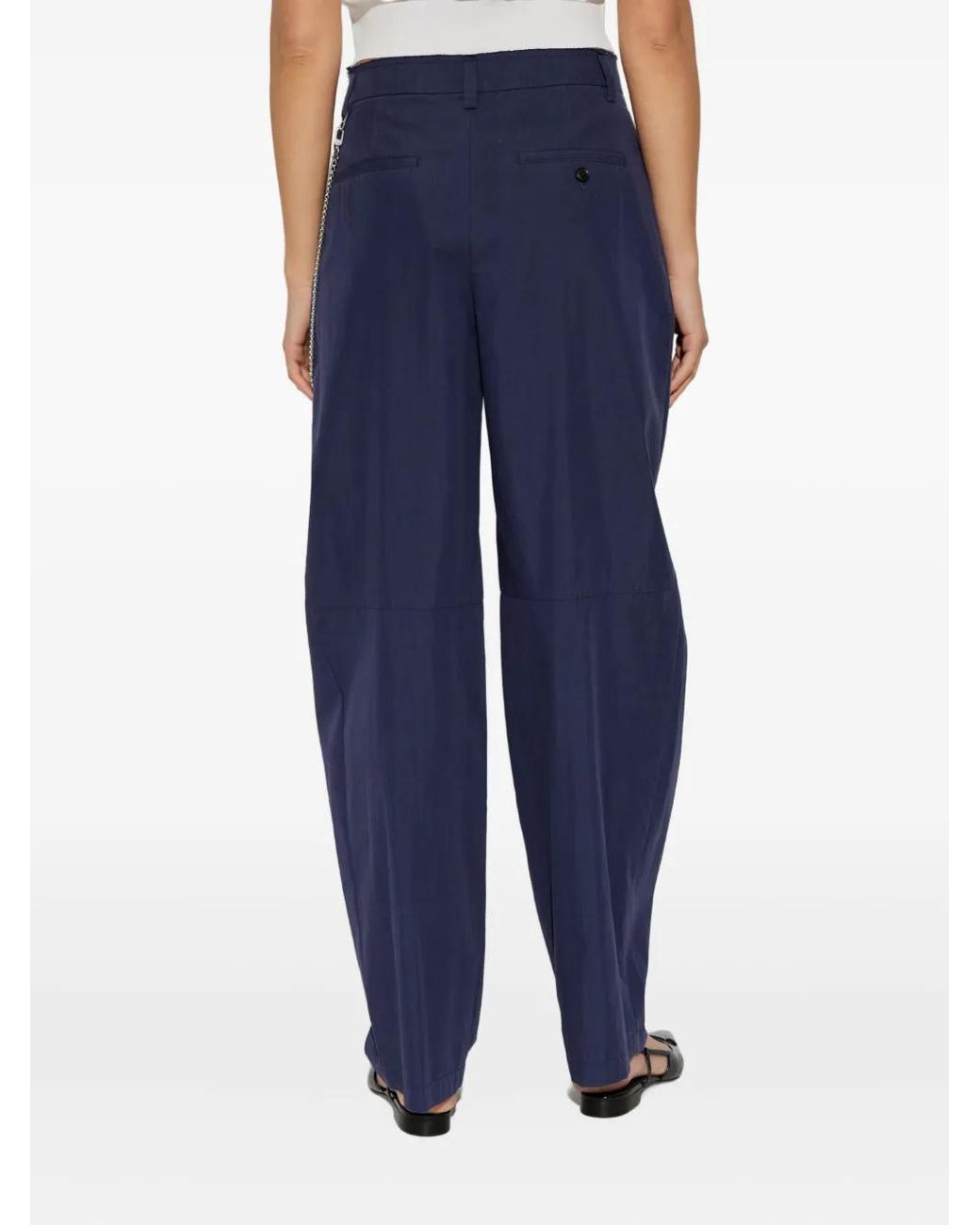 Alexander Wang Blue Pleated Chain-Detail Trousers