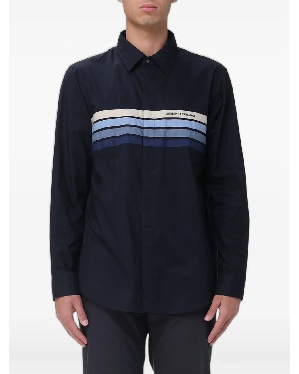 Emporio Armani Blue Logo-Print Shirt for men