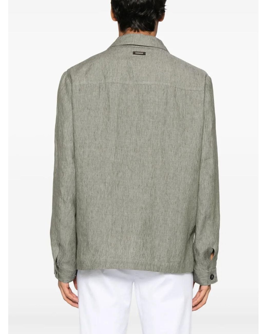 Peserico Gray Mélange-Effect Shirt Jacket for men