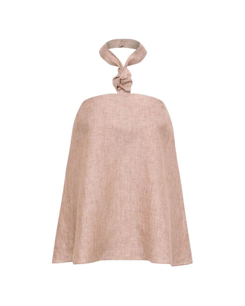 12 STOREEZ Pink Gelato Knot-Detail Halterneck Top