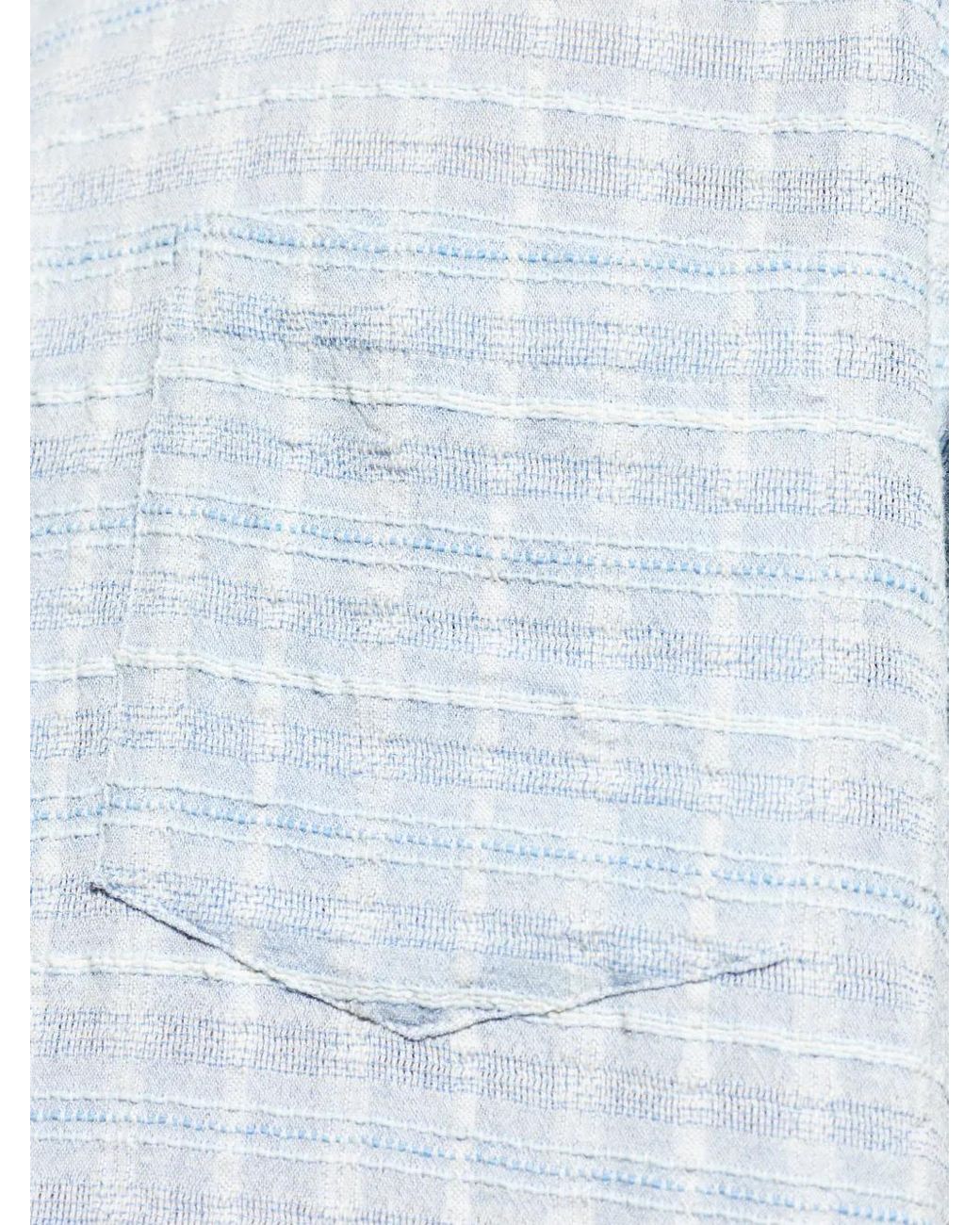 Samsøe & Samsøe Blue Checked-Pattern Chest-Pocket Shirt for men