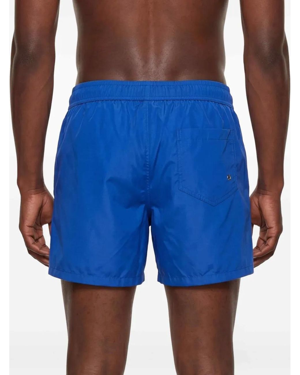 Moschino Blue Logo-Print Drawstring Swim Shorts for men