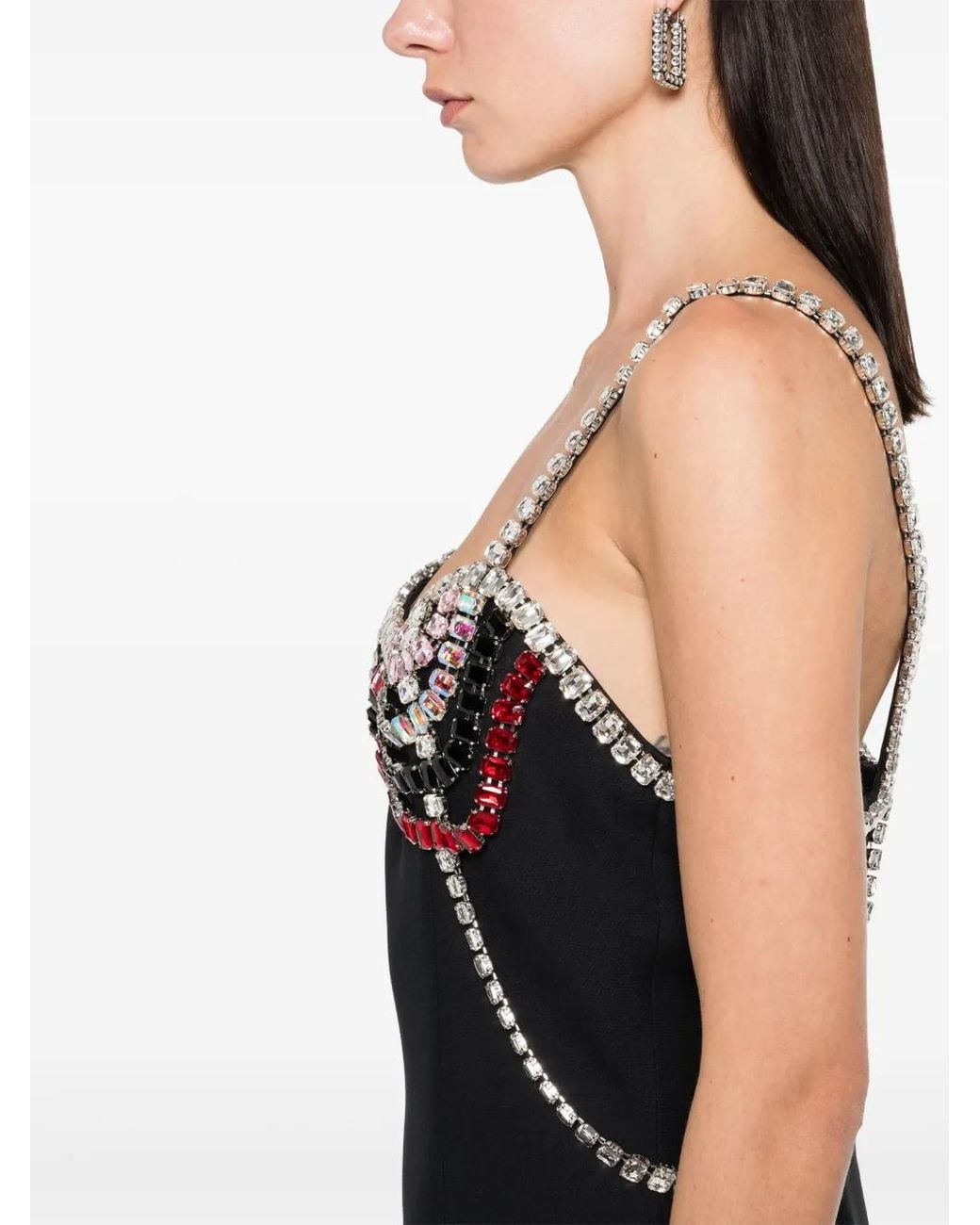 Nue Black Crystal-Embellished Mini Dress