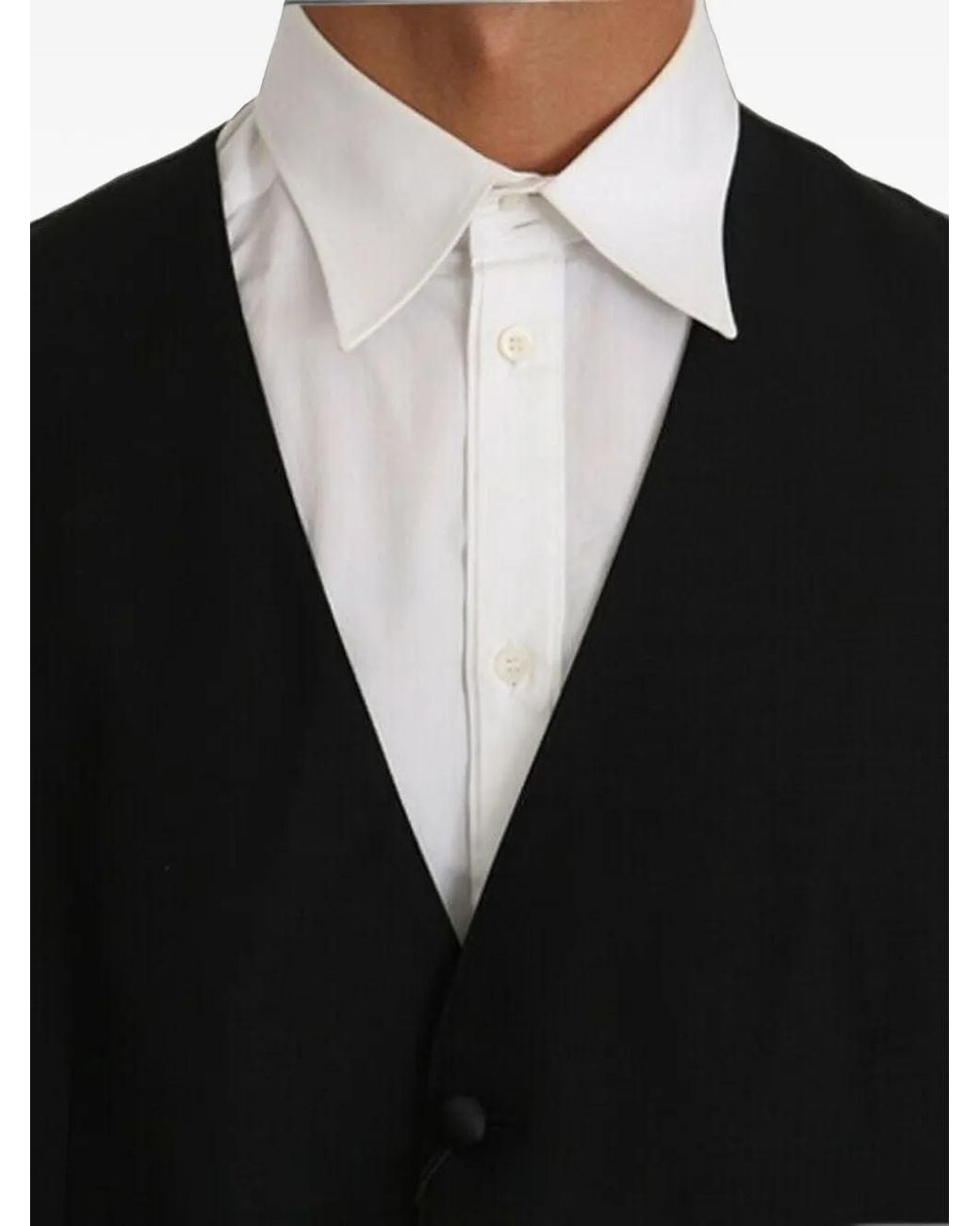 Dolce & Gabbana Black V-Neck Button-Up Waiscoat for men
