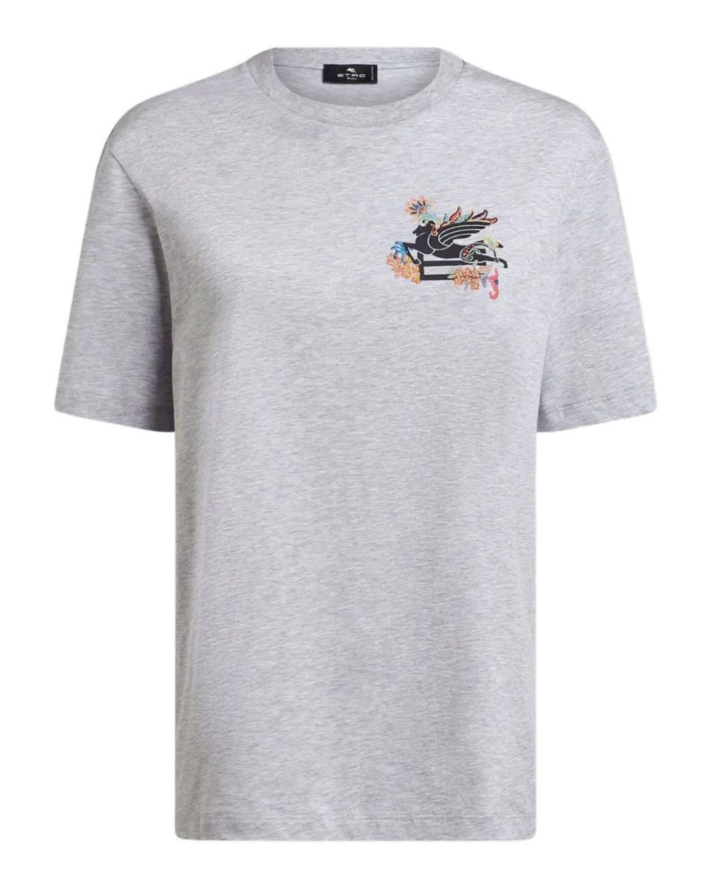Etro Gray Pegaso-Motif T-Shirt