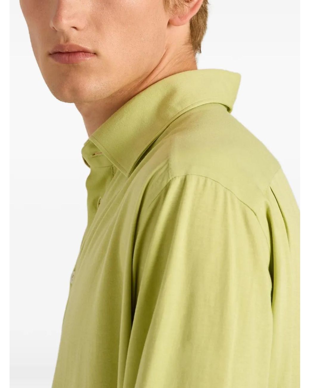 Kiton Yellow Long-Sleeved Cotton-Jersey Polo Shirt for men