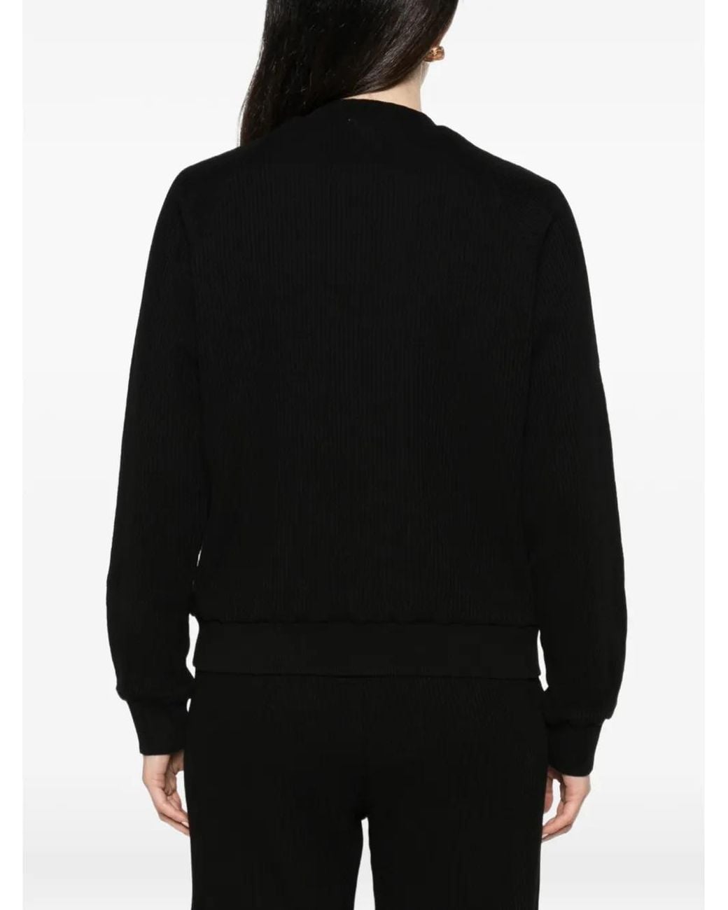 Bobi Black Ribbed-Knit Sweatshirt