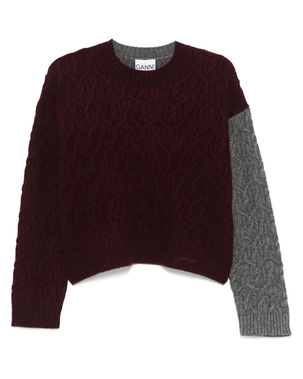 Ganni Purple Cable-Knit Sweater