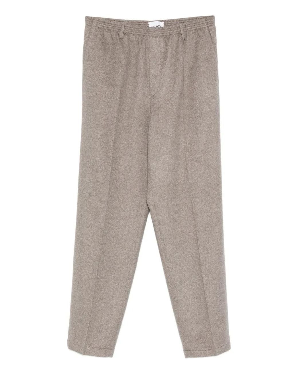 Cellar Door Gray Elasticated-Waistband Cashmere Trousers for men