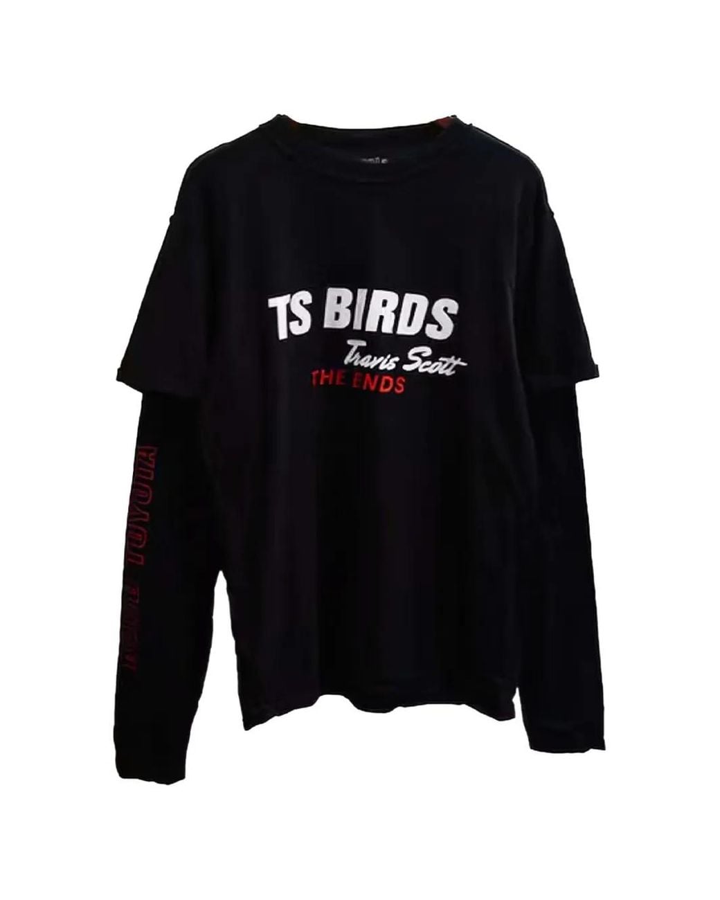 Travis Scott Black Layered-Sleeve Logo-Print T-Shirt for men