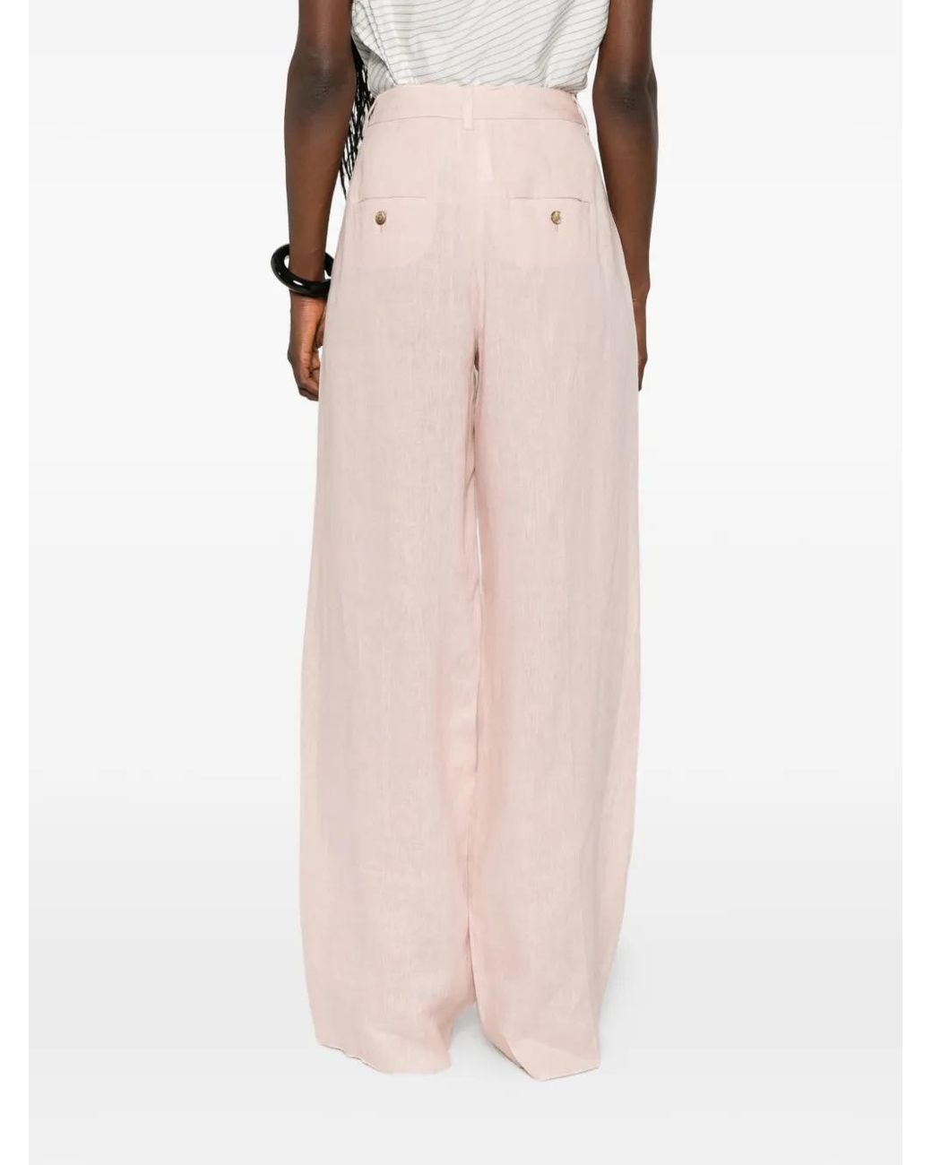 Marella Pink Pleated Linen Trousers