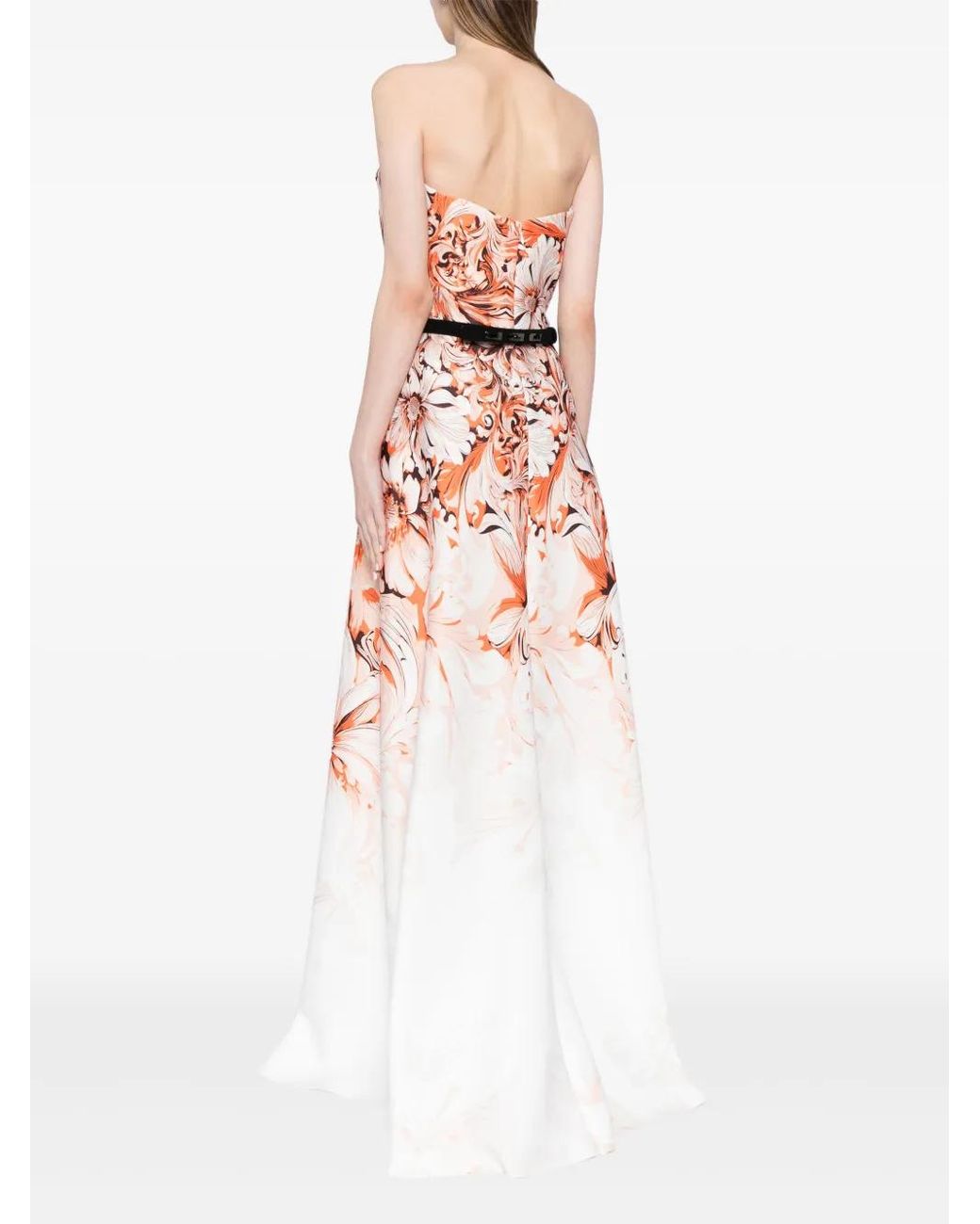 Saiid Kobeisy White Floral-Print Neoprene Gown
