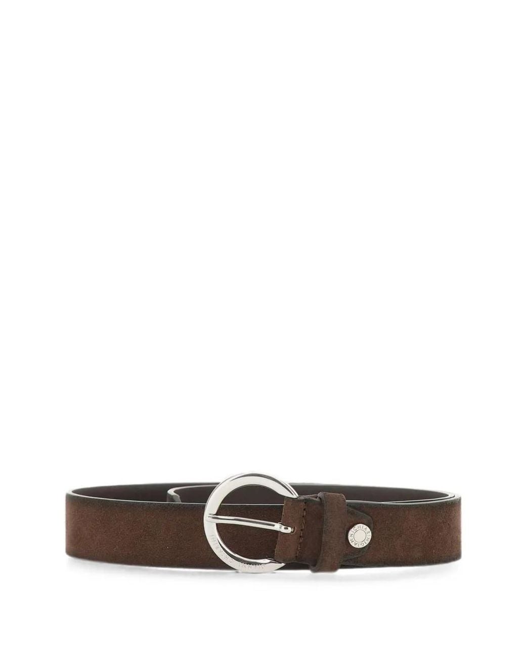 Gianni Chiarini White Logo-Engraved Suede Belt