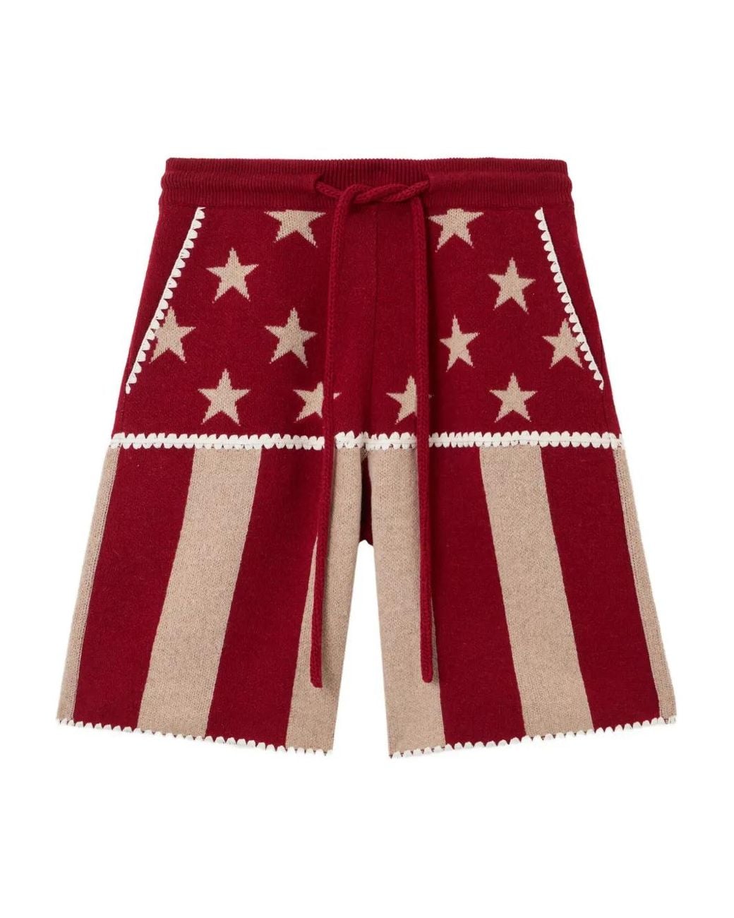 Palm Angels Red Stars And Stripes Shorts for men