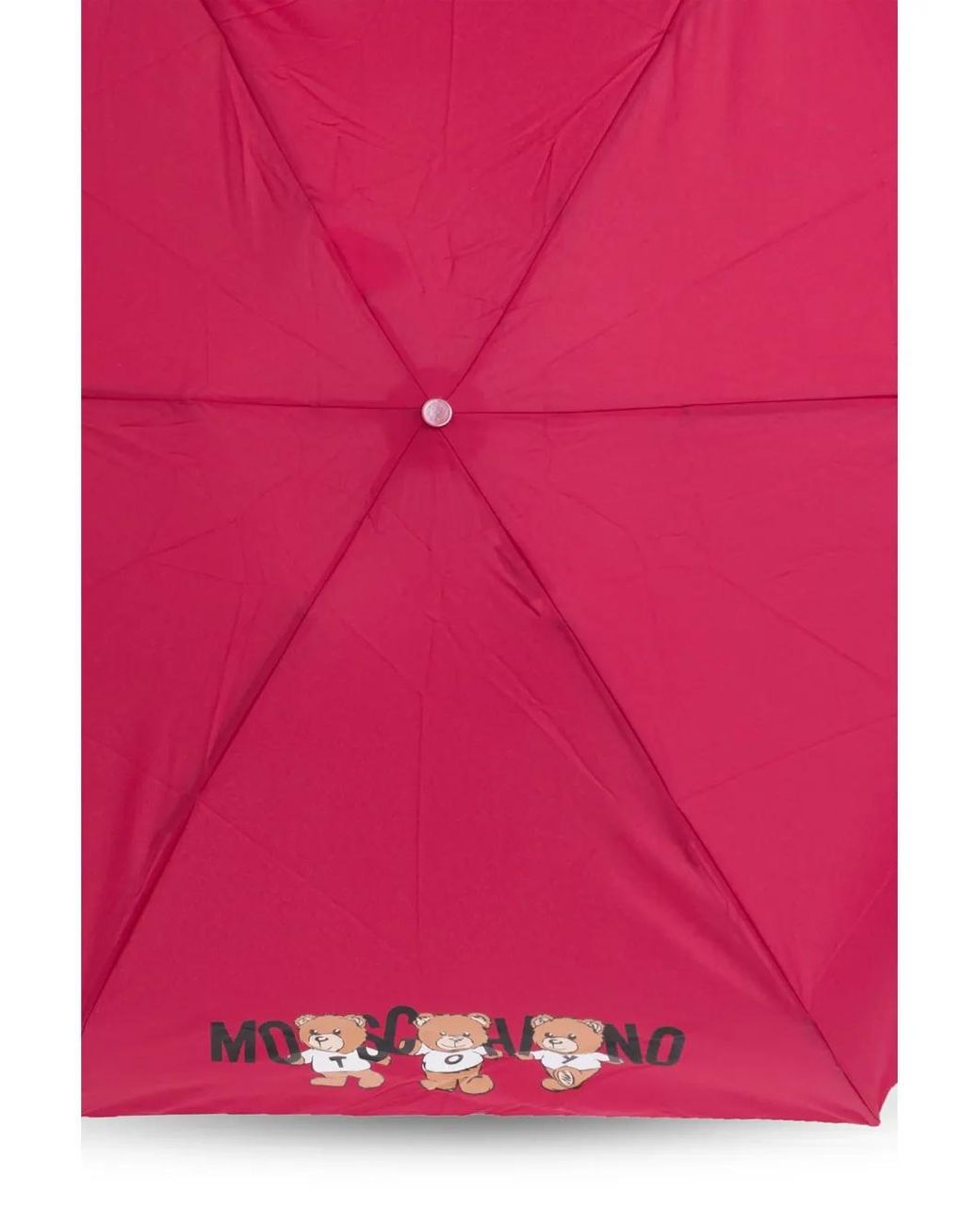 Moschino Pink Teddy-Motif Compact Umbrella