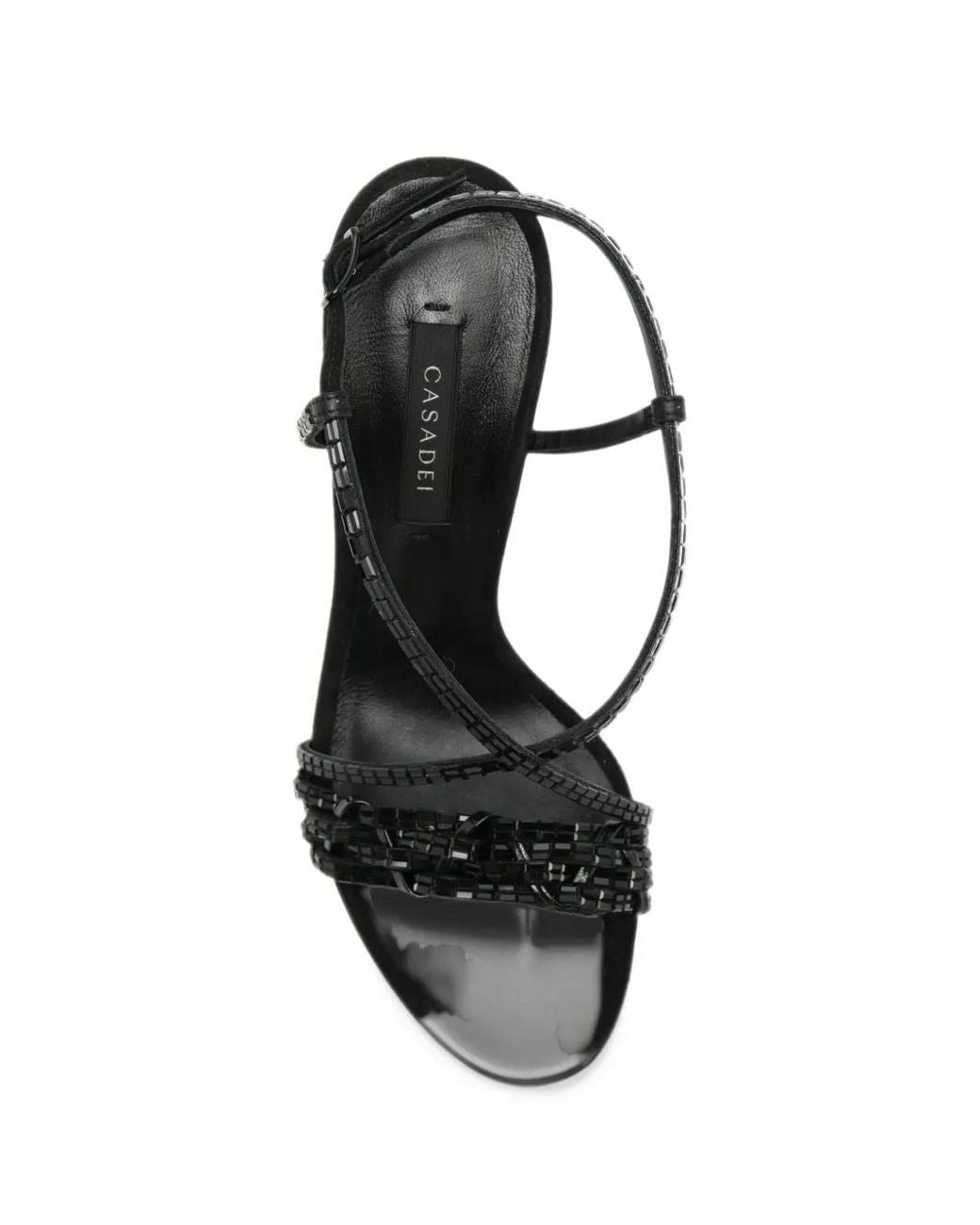 Casadei Black Bead-Embellished Stiletto Sandals