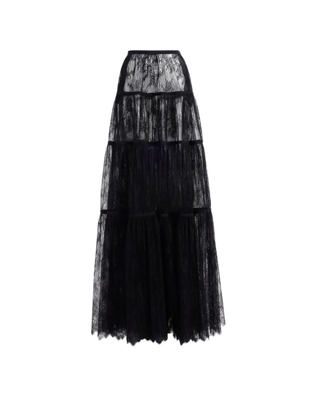 Elie Saab Black Tiered Maxi Skirt
