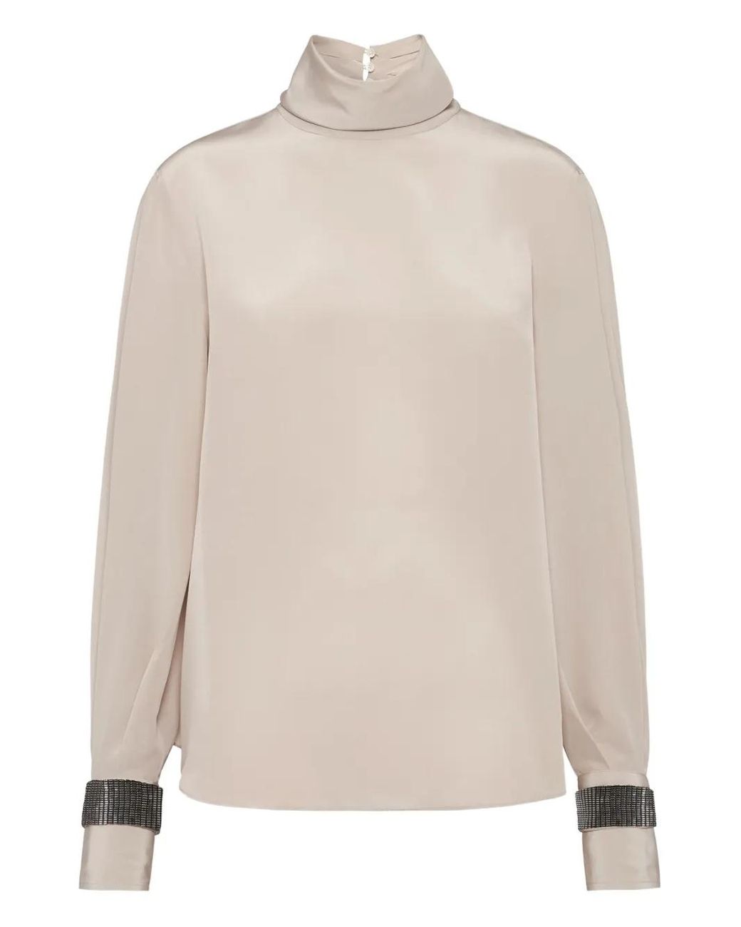 Brunello Cucinelli White Turtle Neck Blouse