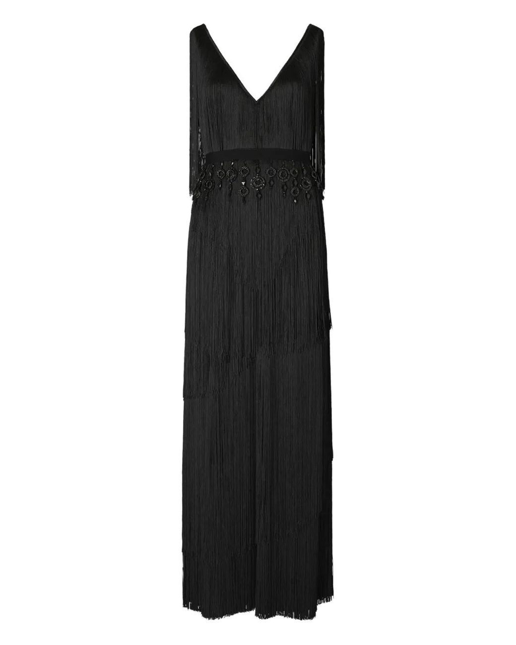 Tory Burch Black Fringed Maxi Dress