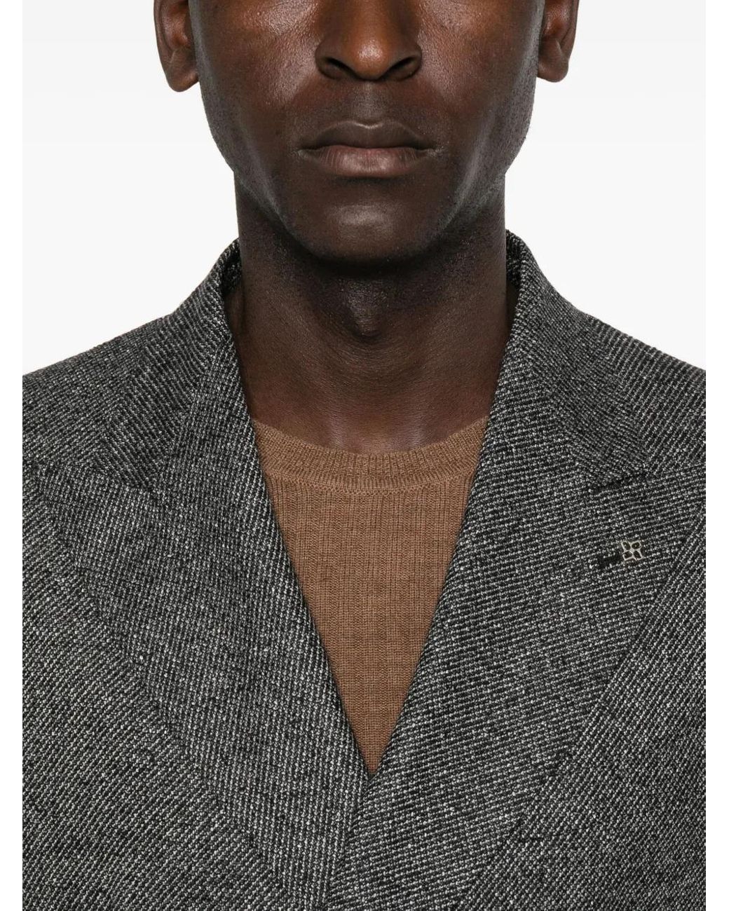 Tagliatore Doppelreihiges Sakko Mit Diagonalem Muster in Gray für Herren