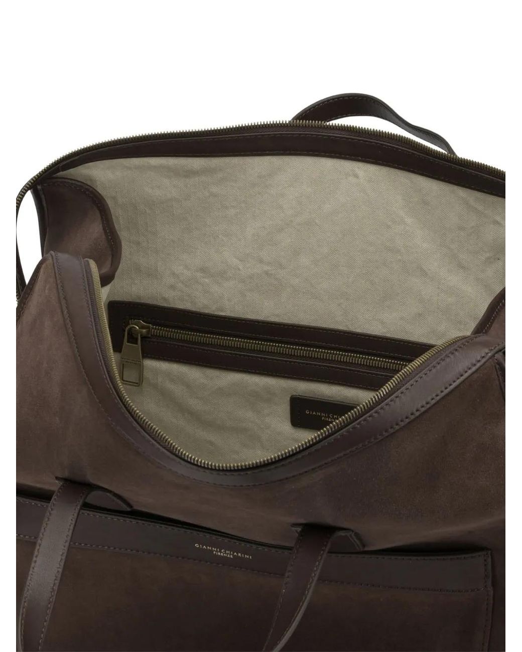 Gianni Chiarini Brown Leather-Trim Suede Tote Bag