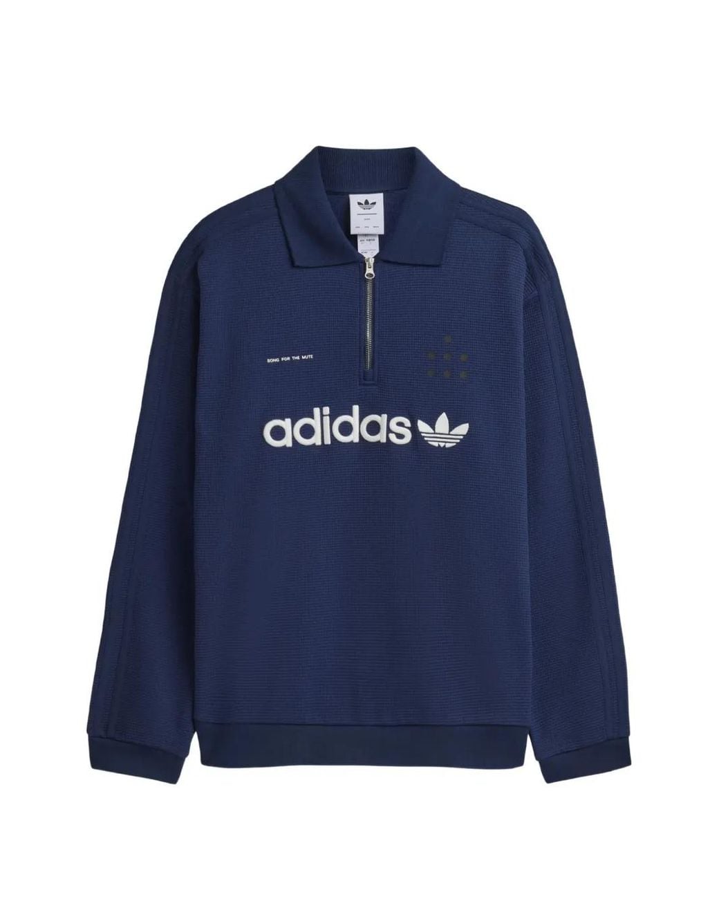Song For The Mute Blue X Adidas Adi008 Quarter-Zip Waffle-Knit Polo Shirt for men