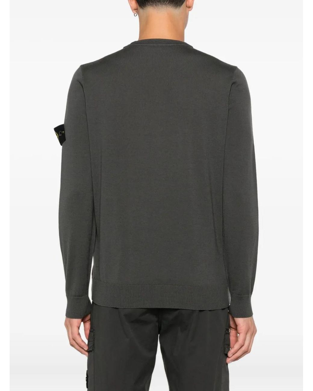 Stone Island Black Compass-Badge Crew-Neck Sweater for men