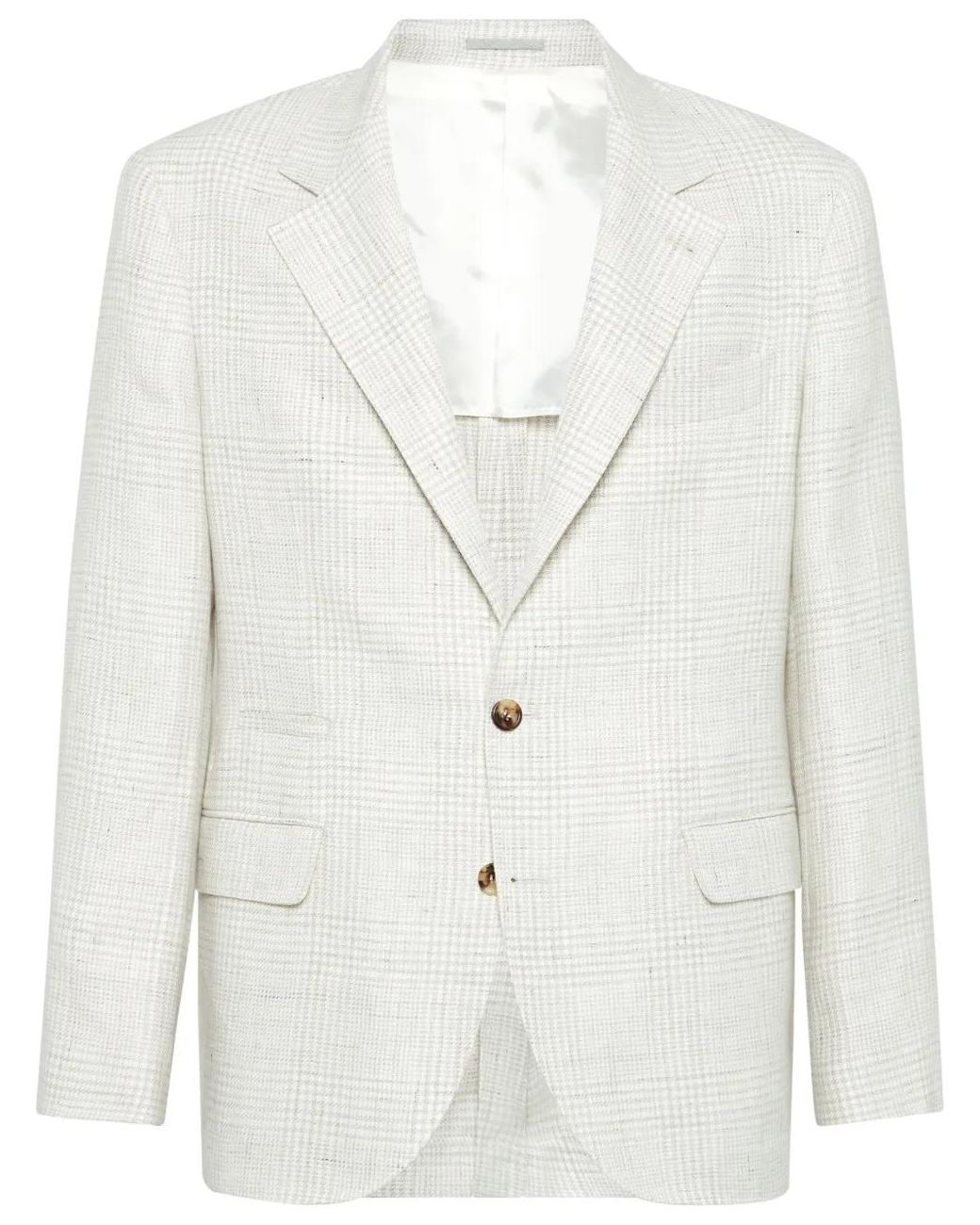 Brunello Cucinelli Geruite Blazer in het White voor heren