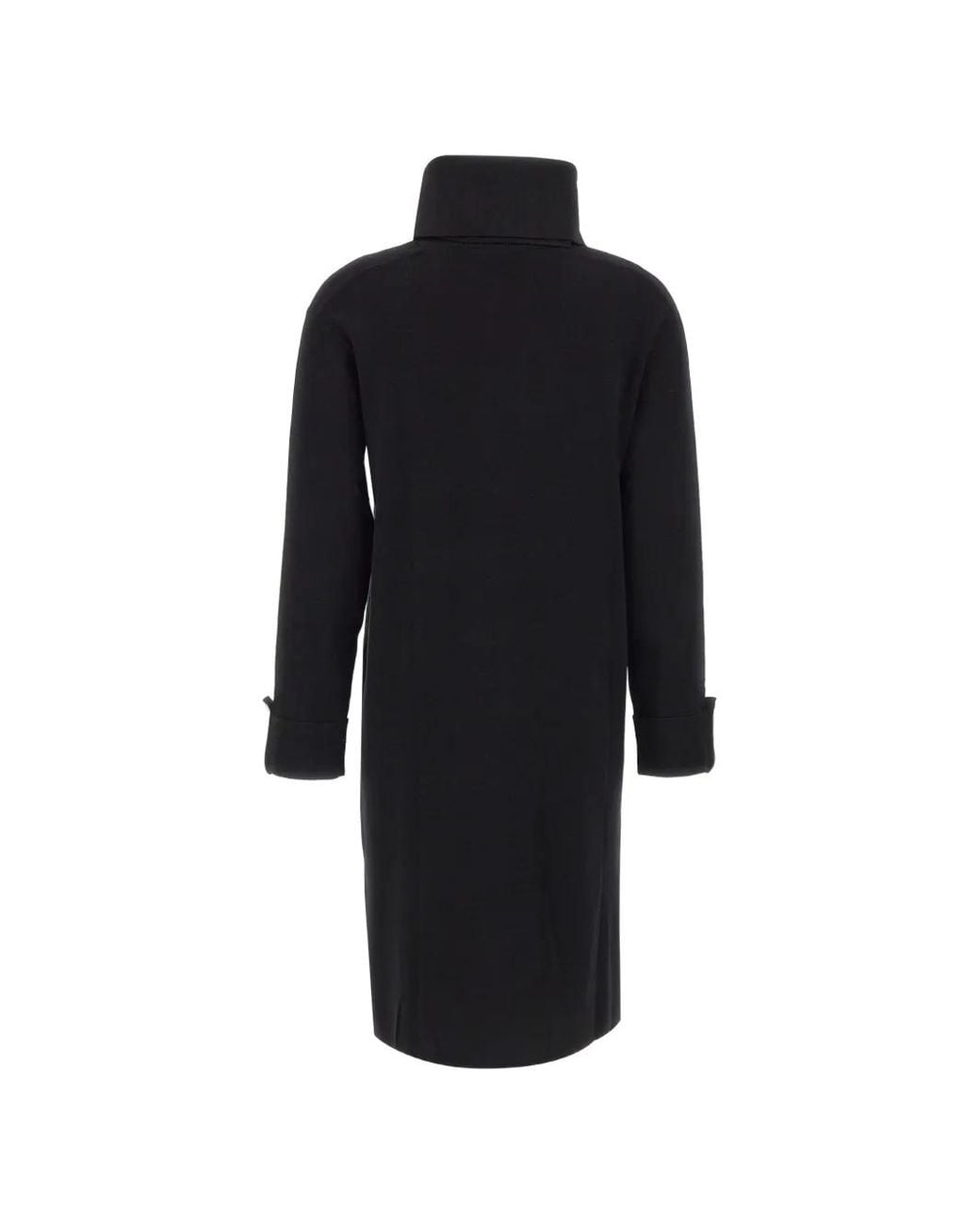 Elena Miro Black Raised-Seam Long-Sleeve Dress