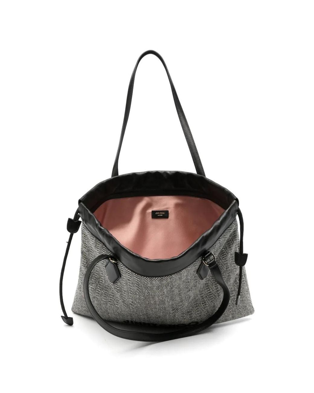 Jimmy Choo Gray Herringbone-Pattern Drawstring Shoulder Bag