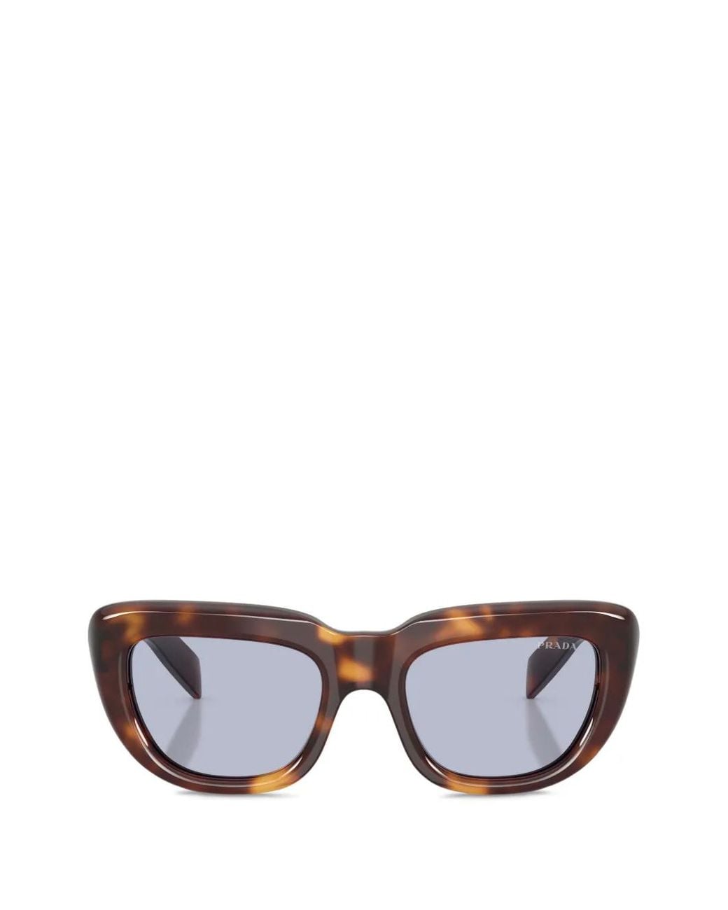 Prada Gray Tortoiseshell-Effect Rectangle-Frame Sunglasses