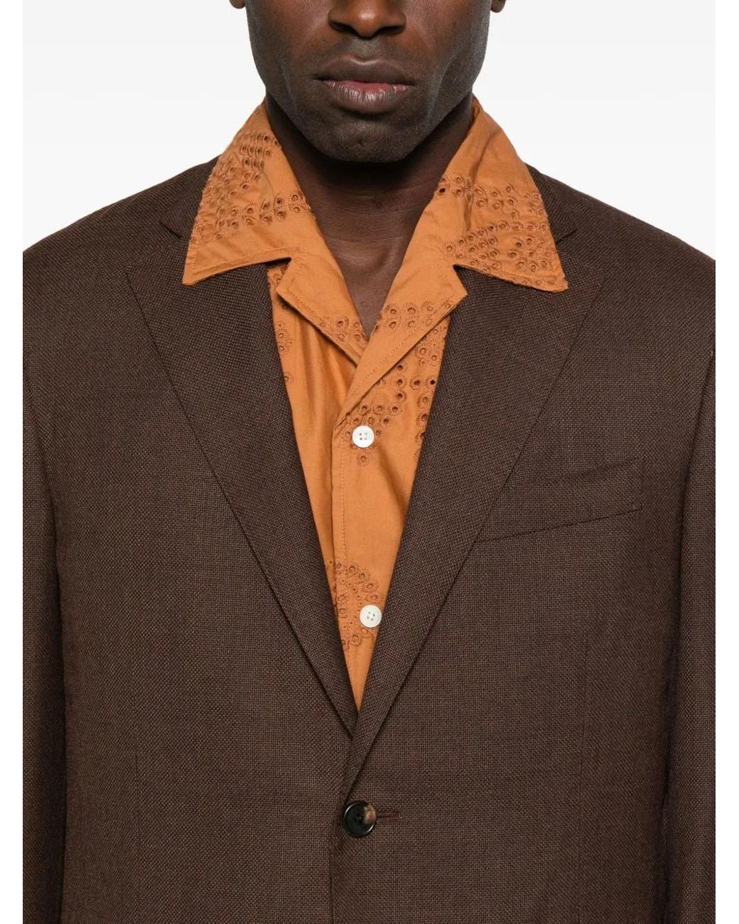 Corneliani Brown Patch-Pocket Two-Button Blazer for men