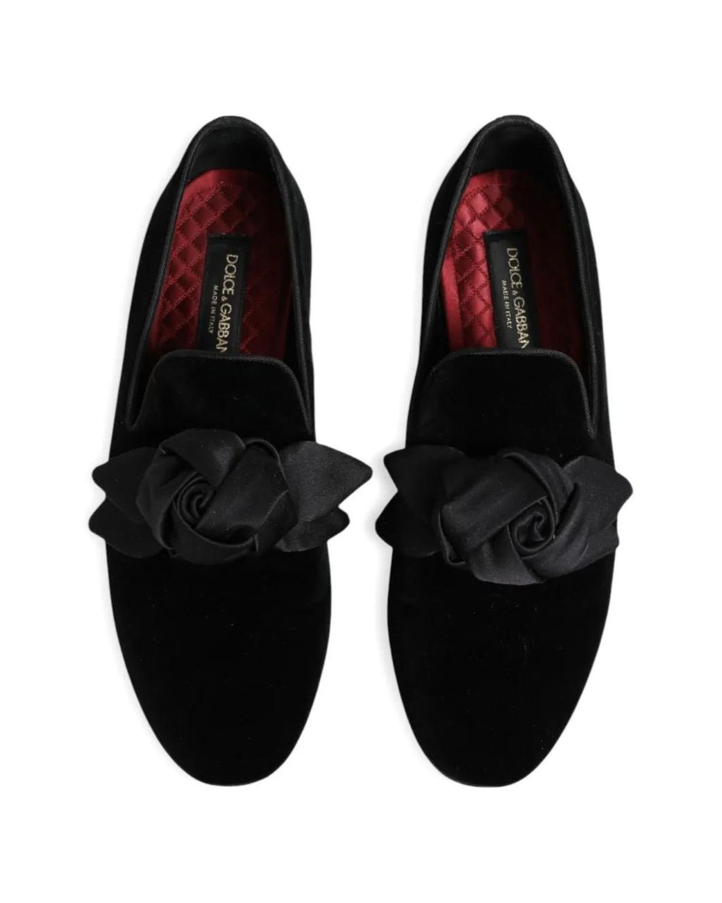 Dolce & Gabbana White Rose-Detail Velvet Loafers for men