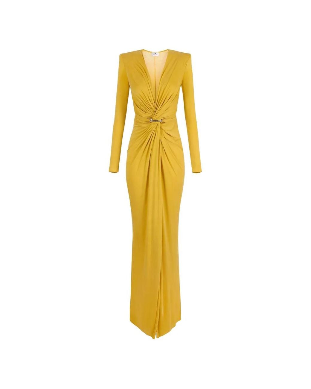 Elisabetta Franchi Metallic Ls Dress Waist Detail