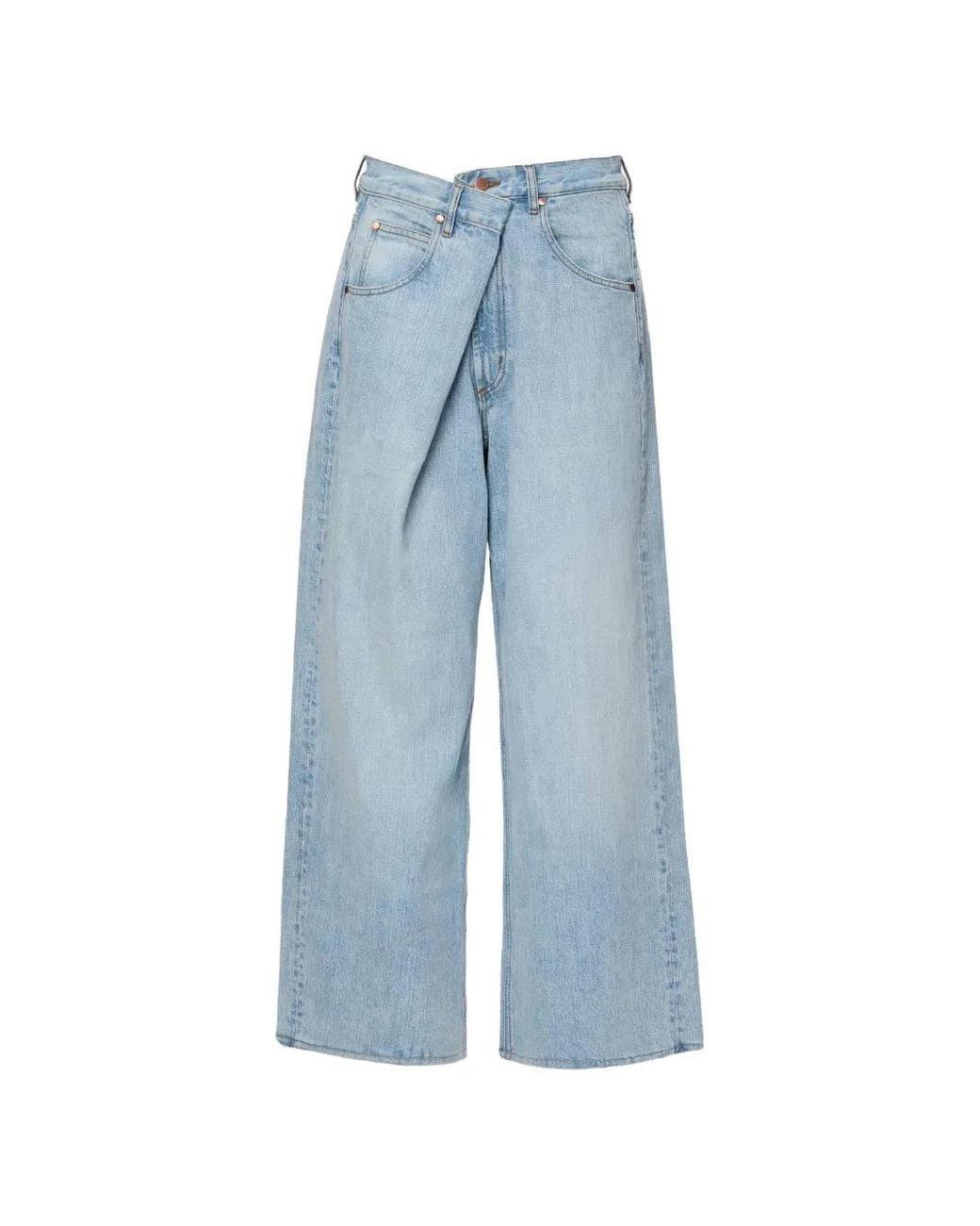No44 Blue Eve Asymmetric-Waistband Jeans