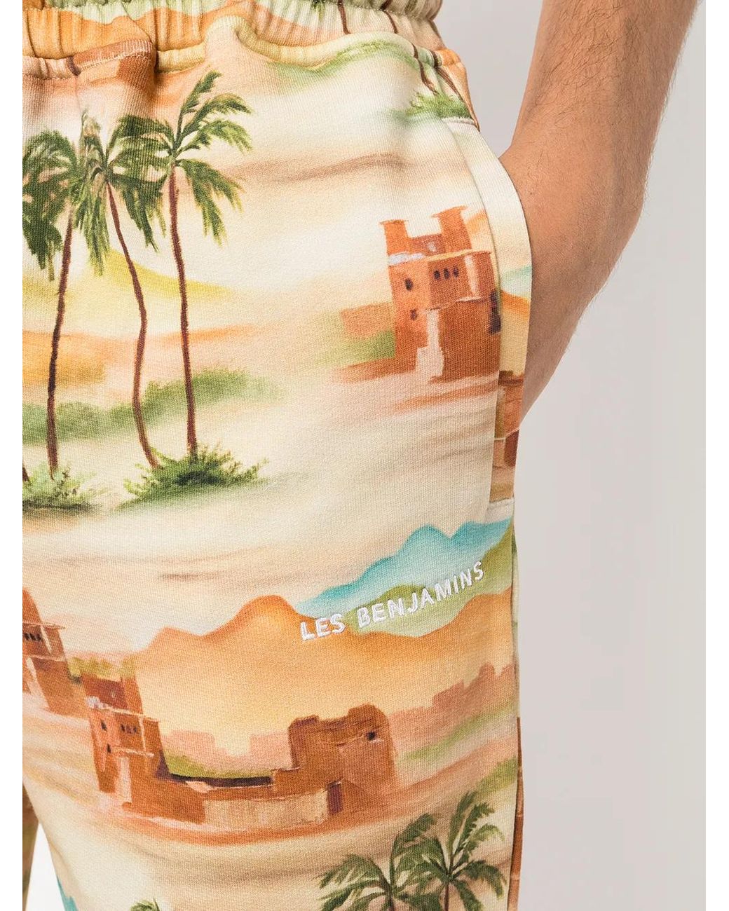 Les Benjamins Multicolor Pantalon De Jogging En Coton À Imprimé Paysage for men