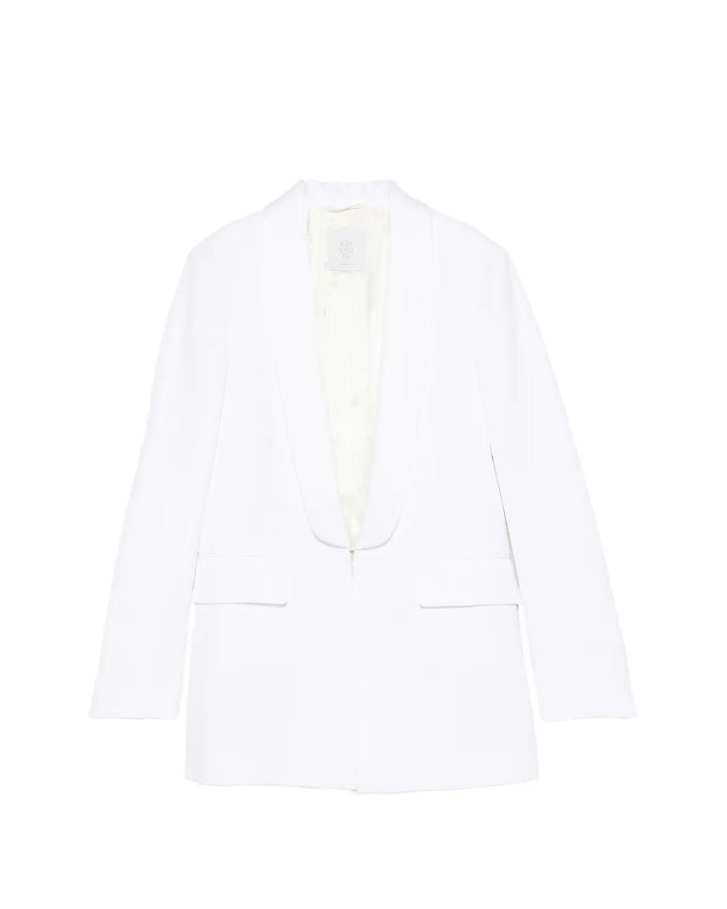 Eleventy White Shawl-Collar Blazer