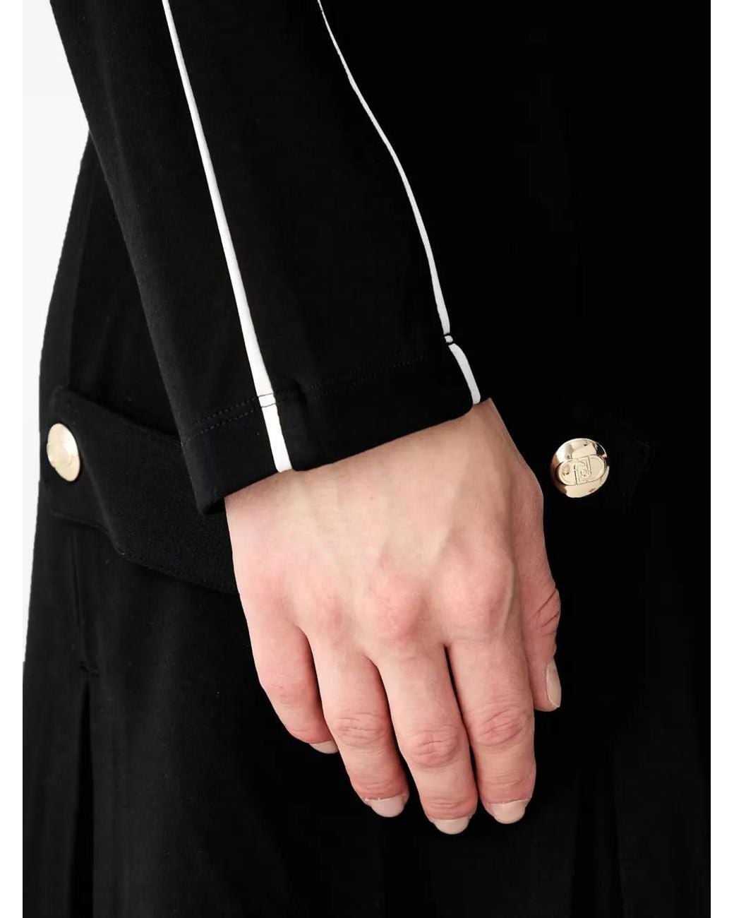Liu Jo Black Side-Stripe Pleated-Detail Dress