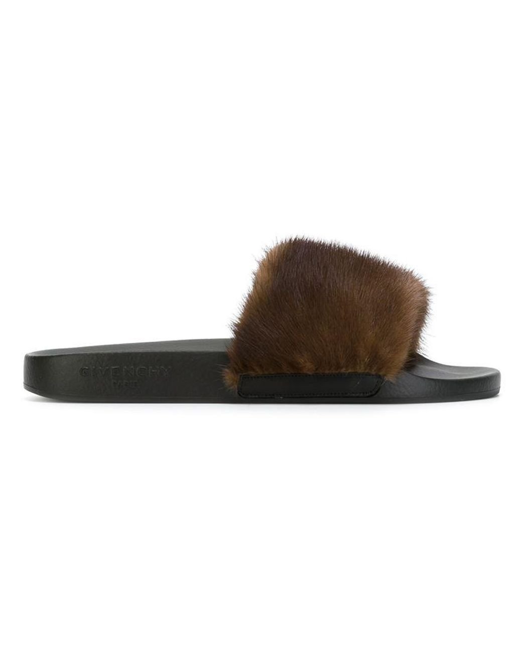 Givenchy Mink Fur Slides in Black | Lyst