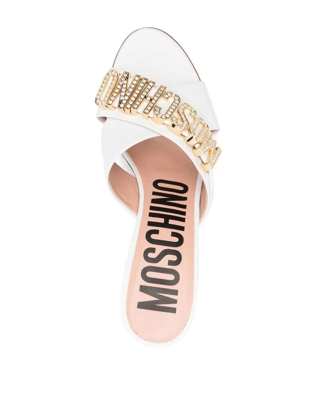 Moschino White 110Mm Logo-Plaque Sandals