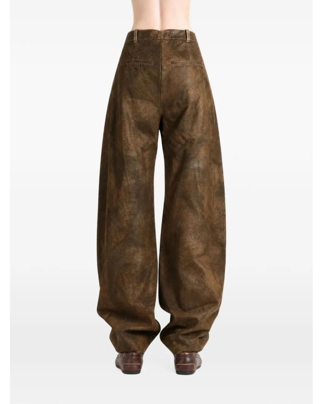 Free People Brown Spotlight Leather Wide-Leg Trousers