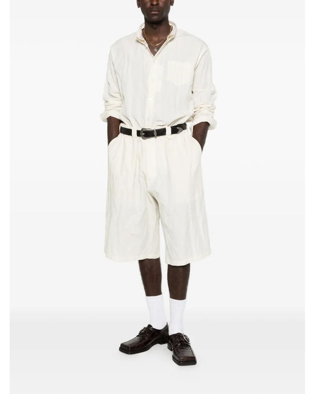 Willy Chavarria White Toluca Elasticated Shorts for men