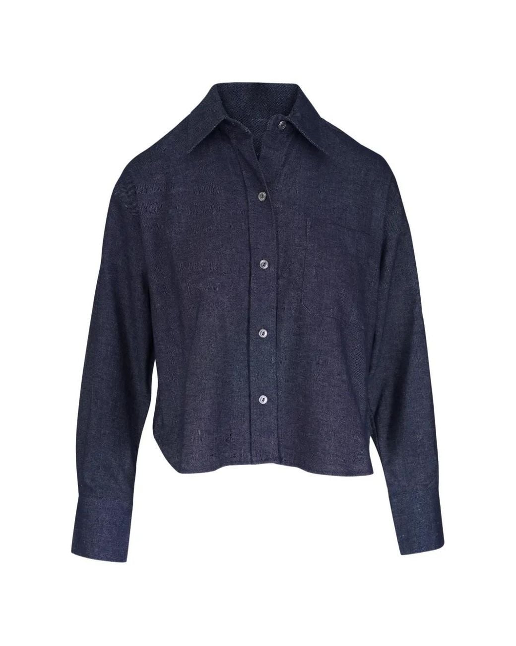 Vince Blue Chest-Pocket Cropped Shirt