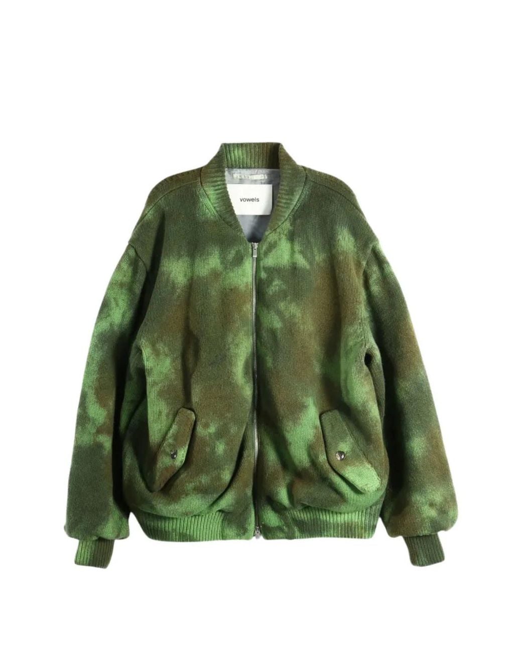 vowels Green Tie-Dye Knitted Jacket for men