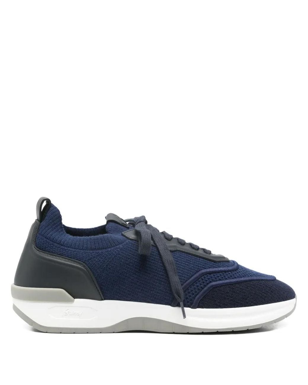 Brioni Blue Lace-Up Panelled Sneakers for men