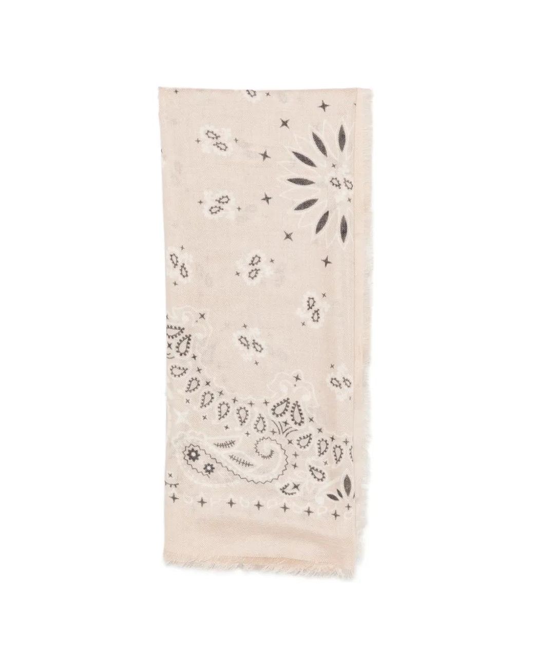 Mc2 Saint Barth White Foulard Maxi Bandana-Print Frayed Scarf