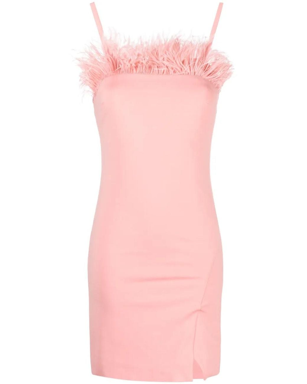 Twinset Pink Feather-Trim Fitted Minidress