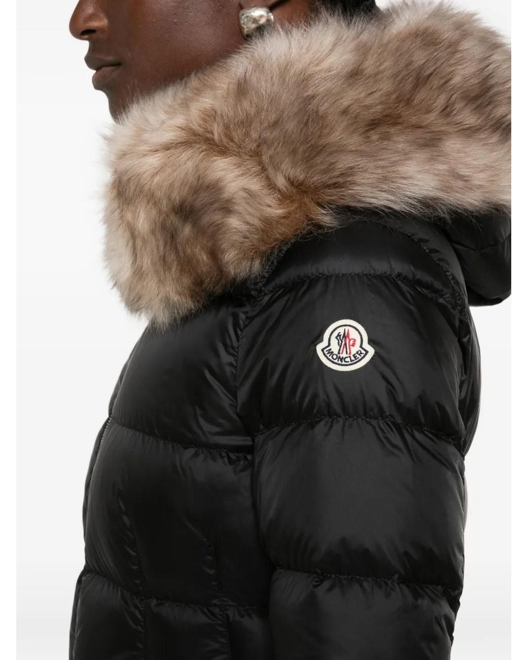 Moncler Black Doudoune Boed Bordée De Fourrure